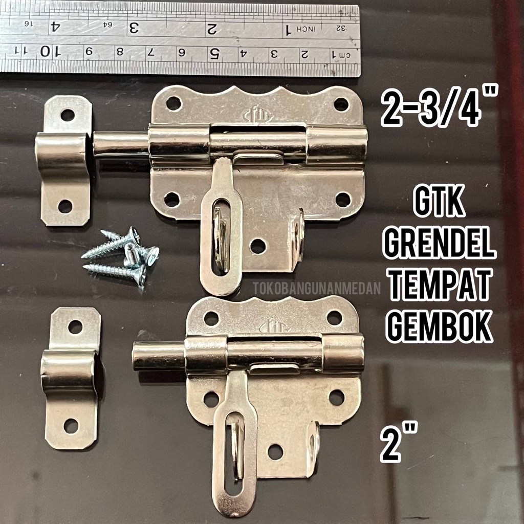 GTK NIKEL FIT 2 dan 2-3/4 inch - Grendel Gerendel stainless tempat kunci gembok pintu
