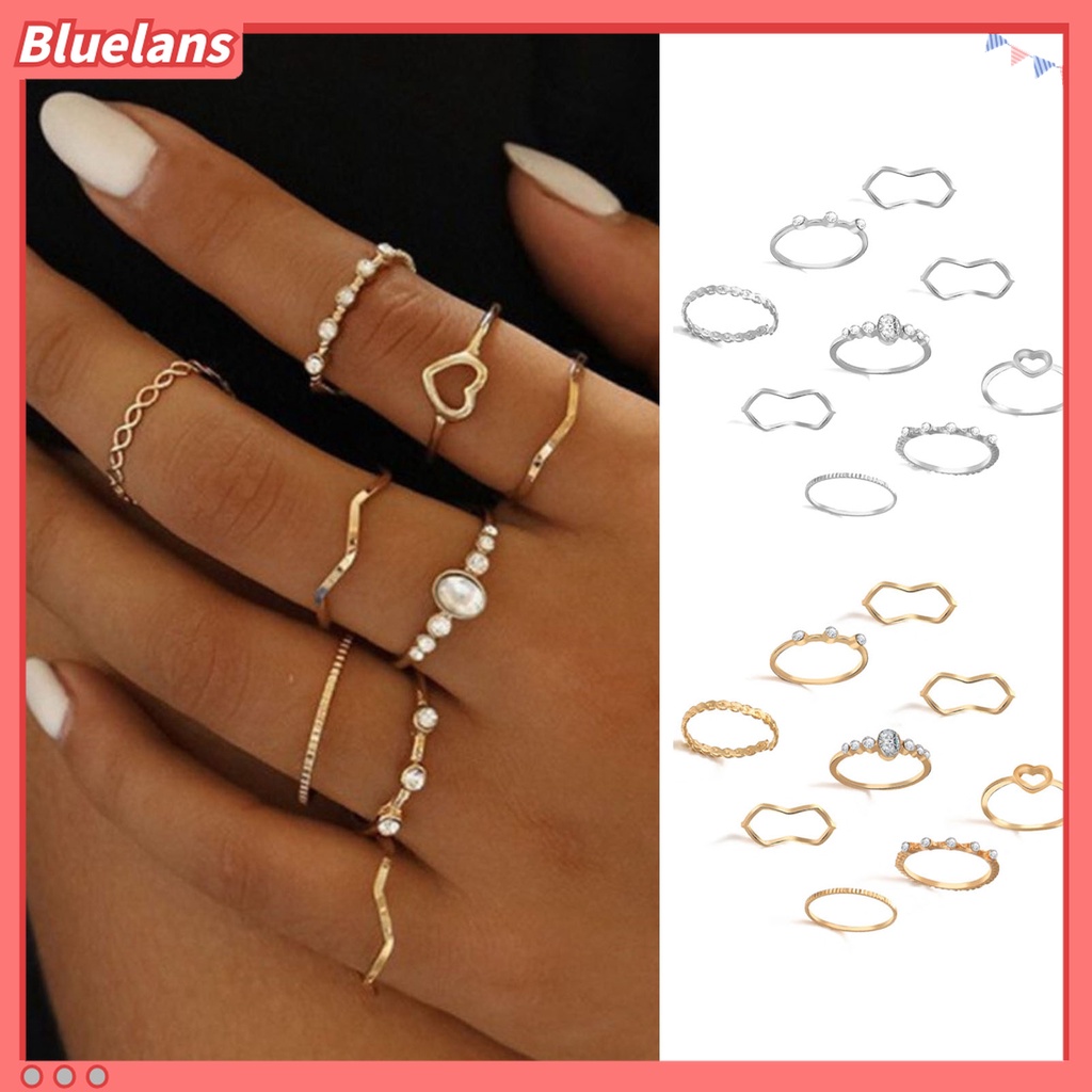 Bluelans 9 Pcs / Set Cincin Jari Gaya Vintage Untuk Hadiah Wanita