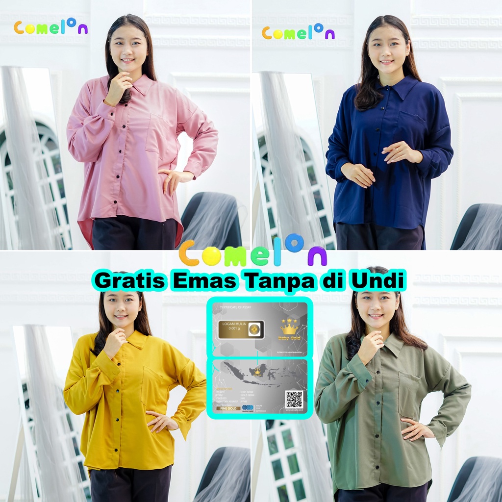 Kemeja Wanita Linen &amp; Shakila Oversize Olivia Shirt Linen Pocket / kemeja wanita lengan panjang oversize jumbo terbaru / Atasan Wanita Lengan Panjang / kemeja wanita polos lengan panjang