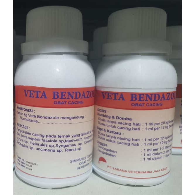 VETA BENDAZOL 100 ml - OBAT CACING SAPI AMPUH - Obat Cacing Kambing - Obat Cacing Sapi