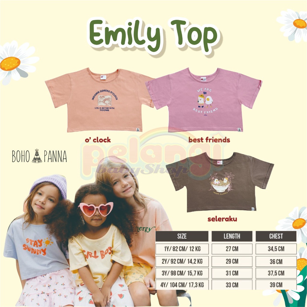 BOHOPANNA - EMILY TOP -ATASAN ANAK PEREMPUAN- ATASAN CROP ANAK -ATASAN