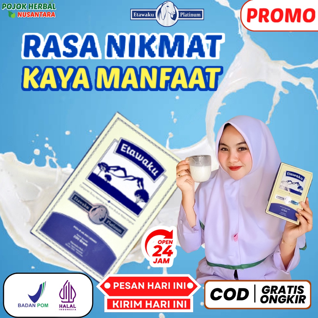 

Susu Kambing ETAWAKU PLATINUM 200 gr | Susu kambing Dan Krim Bubuk Rasa Original - Susu Kambing Etawa Tinggi Kalsium Meningkatkan Kesehatan Tulang & Sendi Mencegah Osteoporosis