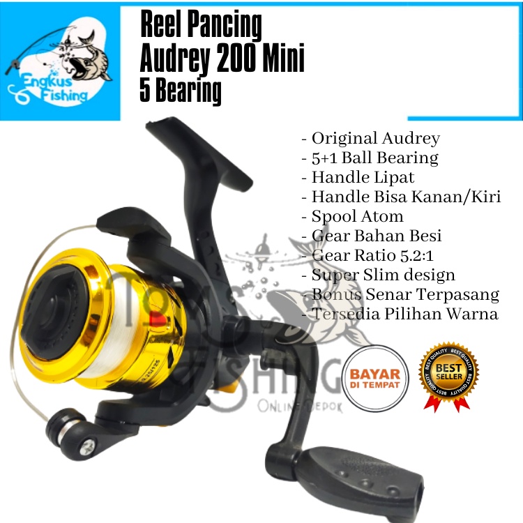 PROMO Reel Pancing Murah Audrey 200 (5 Bearing) bonus senar  - Engkus Fishing