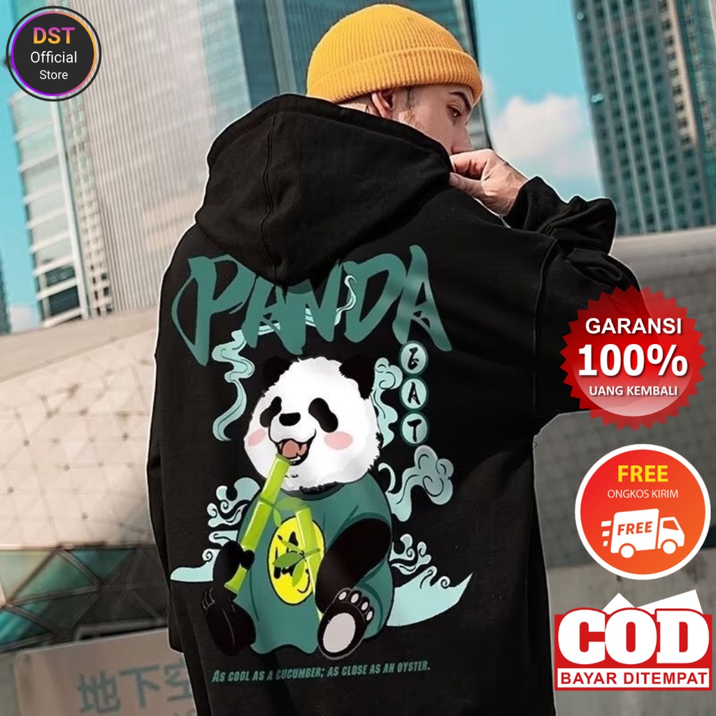 Jaket Hoodie Hoddie Hudie Hodie Pria Cowok Distro Original Murah Keren Gambar Panda Belakang Ukuran 