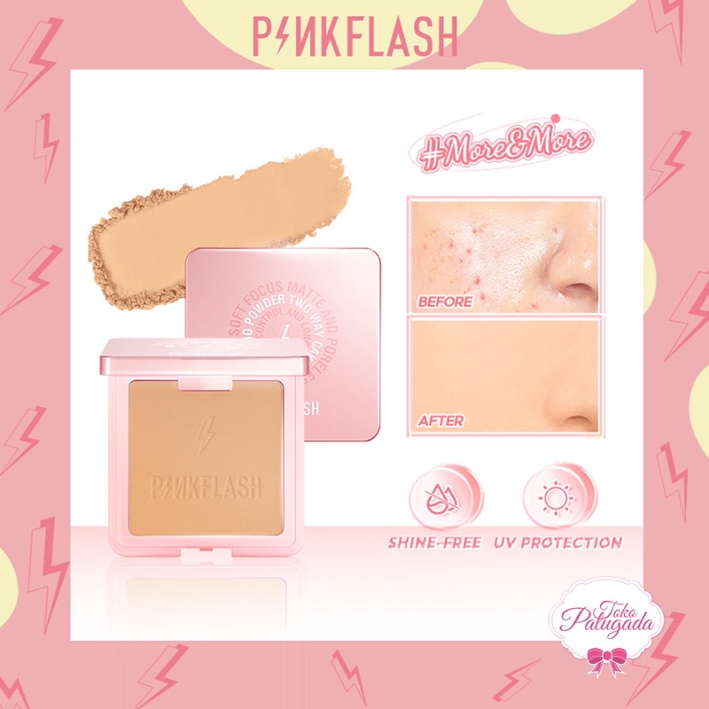 [BISA COD] PINKFLASH #More&amp;More Mattifying Flawless Two Way Cake Powder -  Bedak Padat Pinkflash - Bedak Pinkflash - Pinkflash Two Way Cake Powder - Pinkflash PF-F17