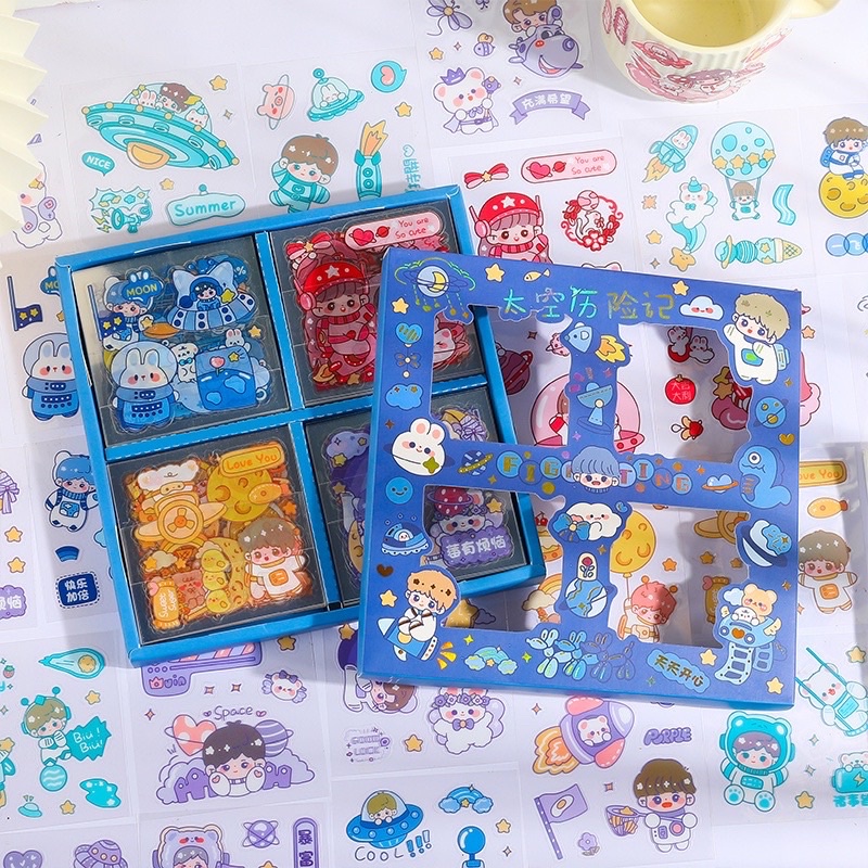 

Sticker Set Diary Book Astronot series Sticker Deco 20/100Lembar Stiker Tumblr Botol Hp Laptop Stiker 2D Plastik Lucu Sticker DIY Kekinian