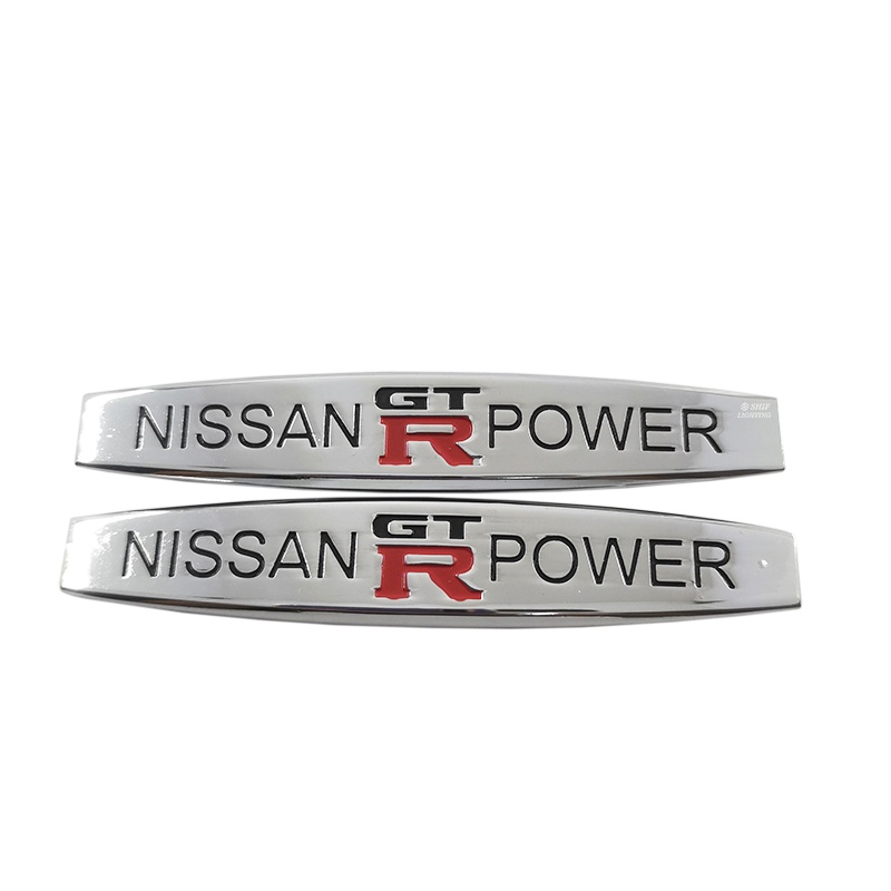 2pcs Stiker Emblem Logo NISSAN POWER GTR Bahan Metal Untuk Dekorasi Mobil NISSAN GTR