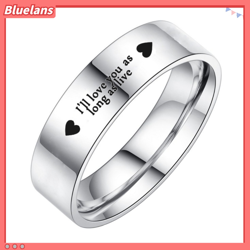Cincin Pasangan Bahan Titanium Steel Desain I Will Love You As Long As Live Untuk Hadiah Pernikahan