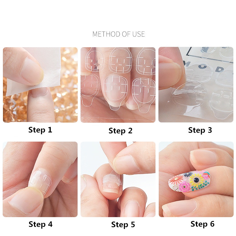 [24 Jelly] Lem Stiker Kuku Dua Sisi Adhesive Perekat Kuku Palsu Fake Easy Nail Art Manicure Jelly Bond Tahan AIr Waterproof Awet Tahan Lama Semi Permanen