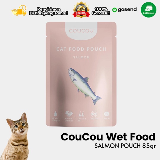 Wet Cat Food COUCOU Pouch All Life Stages Rasa SALMON Makanan Basah Kucing 85 gr