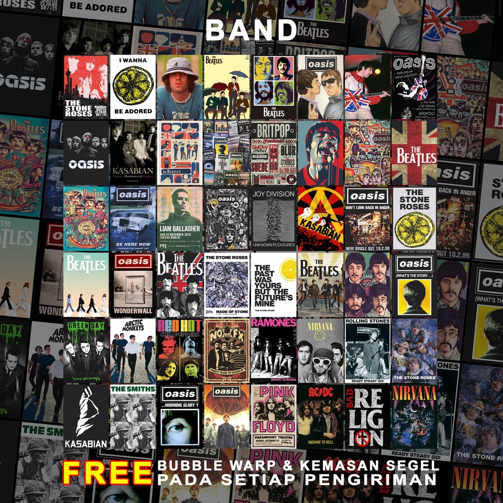 (48 PCS) Poster Dinding Aesthetic | Poster Dinding Aesthetic Band Series