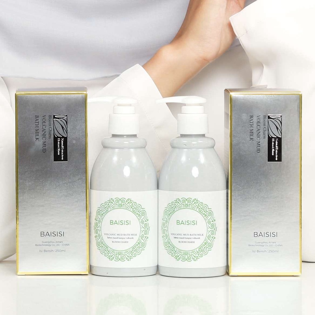 【BPOM 】Volcanic Mud Bath Milk BAISISI WHITENING PEMUTIH BADAN 250ML / Sabun Pemutih Kulit sabun lump