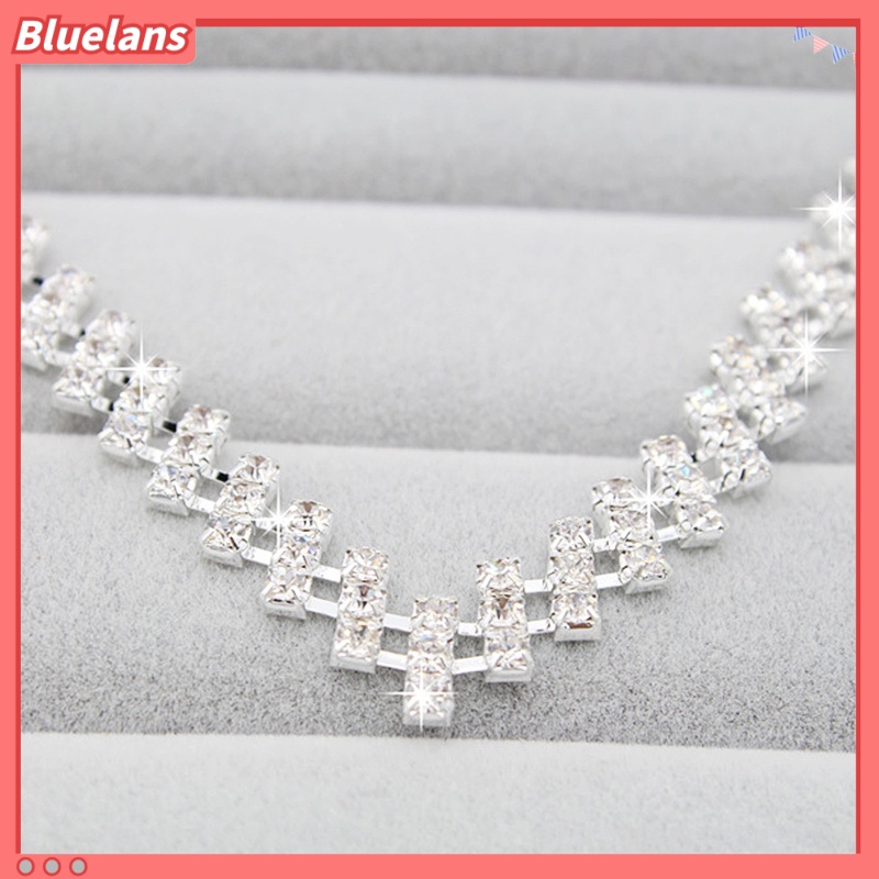 Bluelans Bridal Wedding Prom Jewelry Shiny Rhinestone Elegant Necklace Earring Set Gift