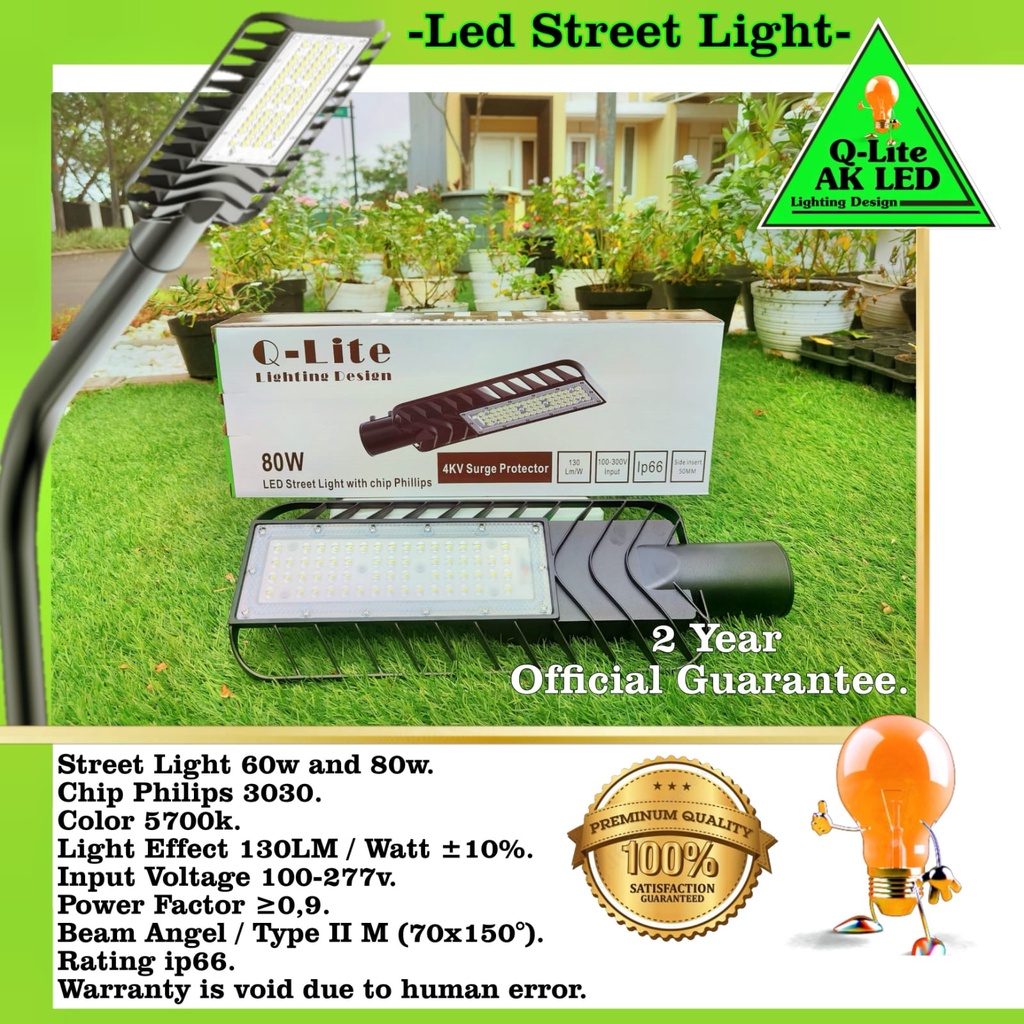Lampu jalan led 80W Qlite / Lampu led PJU / Lampu led jalan 80W / Lampu sorot led / lampu penerangan