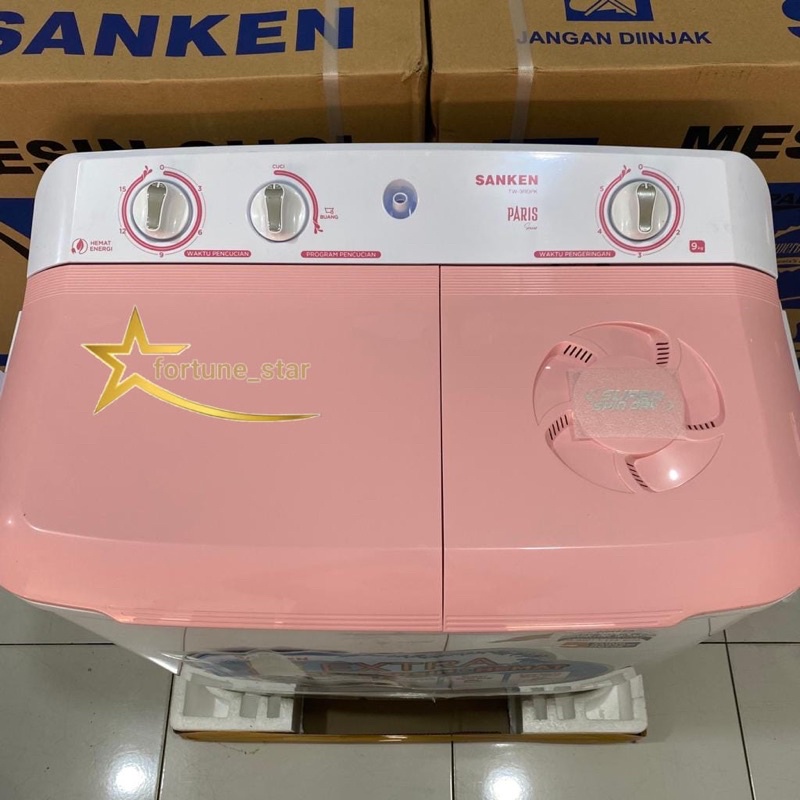 Mesin Cuci 2 Tabung Sanken 9Kg Tw-9110PK