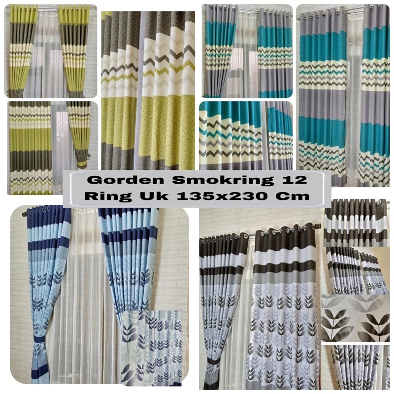 Gorden Smokring karakter 12 Ring/Gorden Pintu/Gorden Jendela Uk 135 x 230Cm