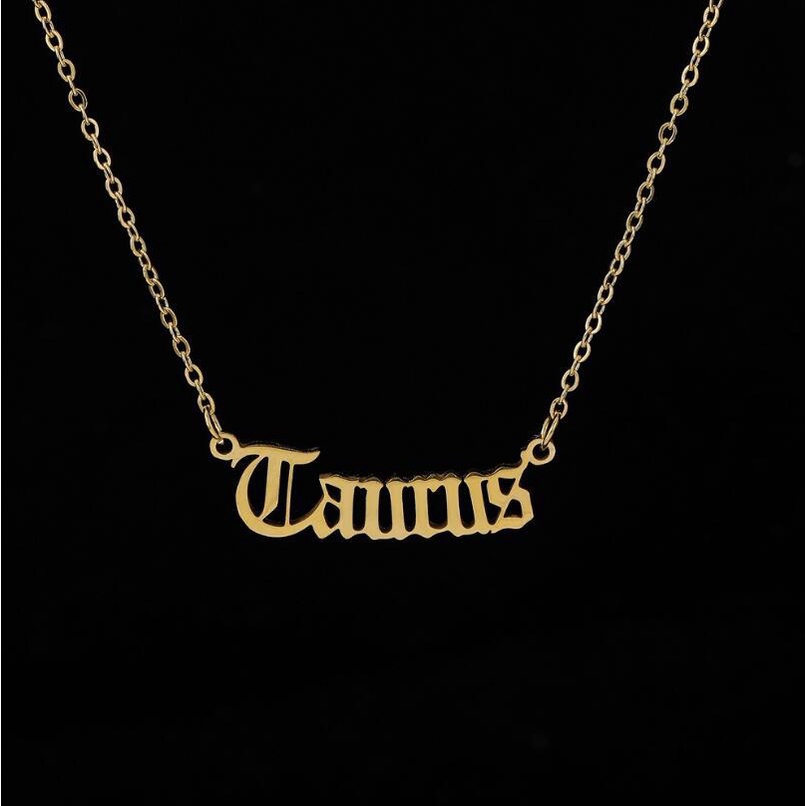 Kalung Rantai Tulang Selangka Bahan stainless steel Desain Zodiak Untuk Wanita