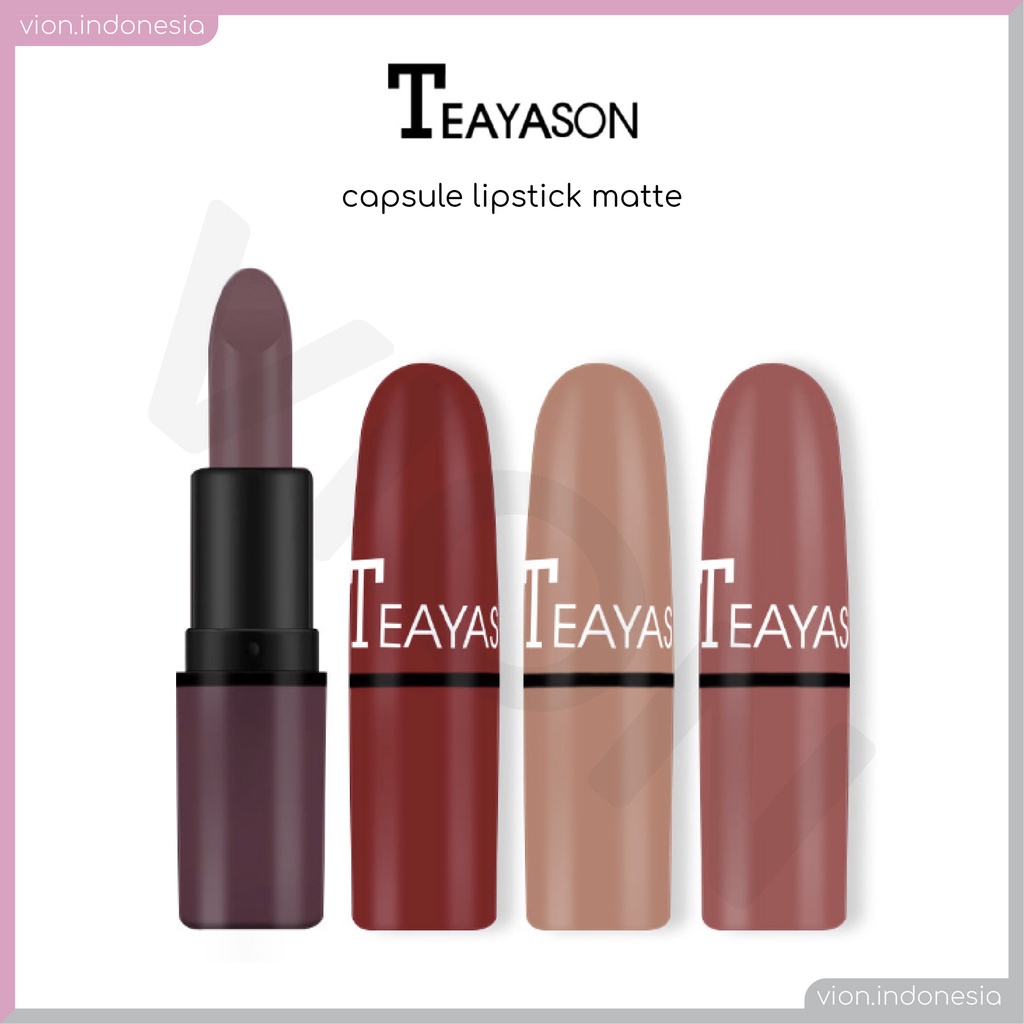 TEAYASON Lipstick Matte Moisturizing Lip Glaze Waterproof Capsule Lipstik Kapsul Original Terlaris TE011