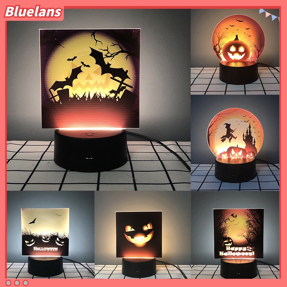 Lampu Malam LED Bentuk Labu Kelelawar Penyihir Untuk Ornamen Halloween