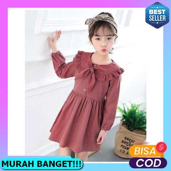 Dress Kemeja Korea Anak Import 4 Tahun - 10 Tahun Dress Korean Style Anak Perempuan Dress Anak Perem