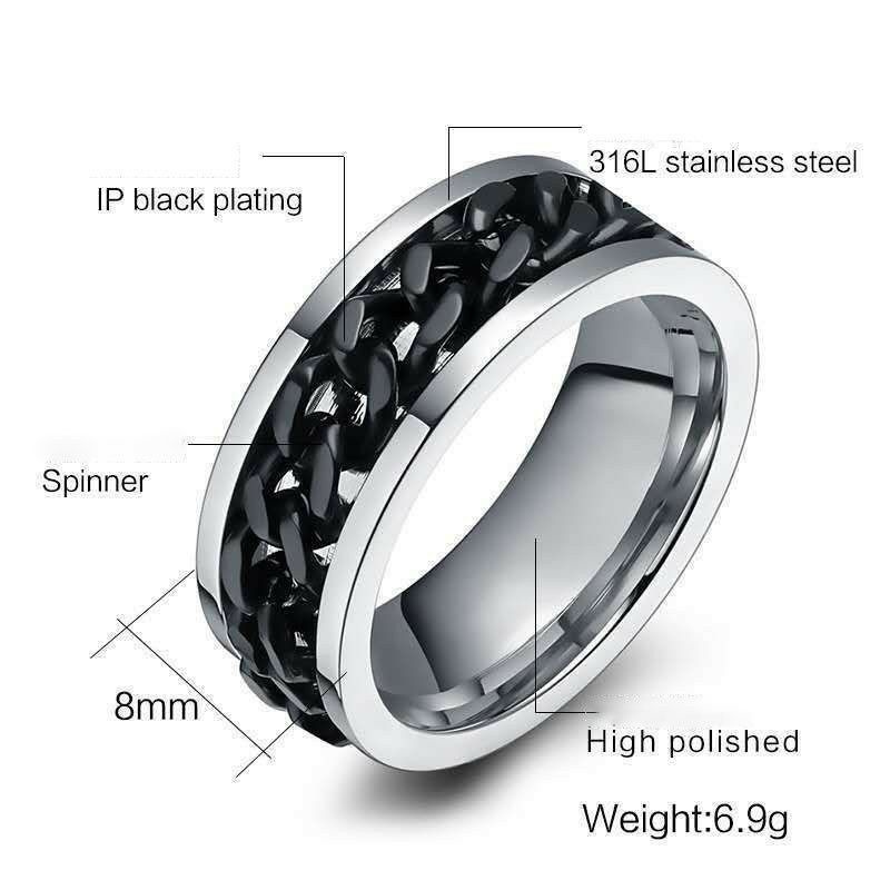 Cincin Titanium Pembuka Botol Model Rantai Stainless steel anti karat selamanya Multifungsi Fashion Ring Couple Hitam