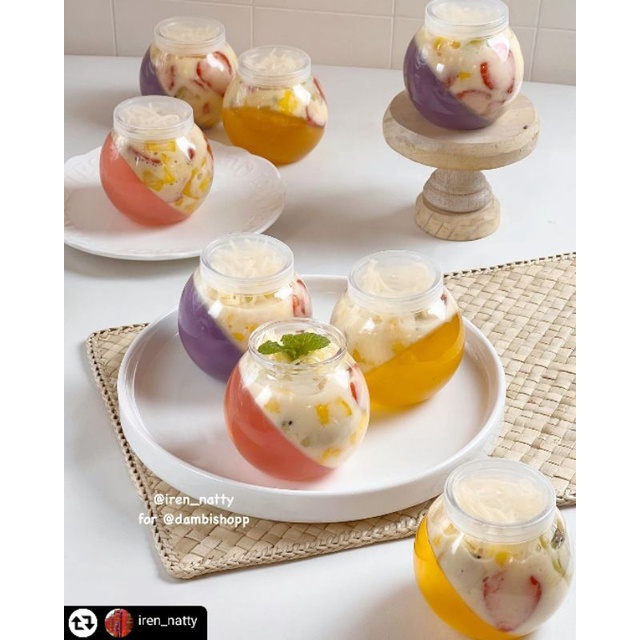 GELAS PUDING DAN CAKE ISI 10 PCS - BOLA BULAT