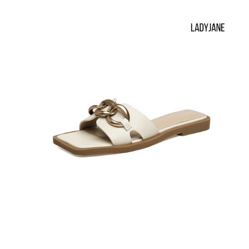 Ladyjane ELLVA Chain Strap 37-40 Putih - Sandal Wanita Kekinian local handmade