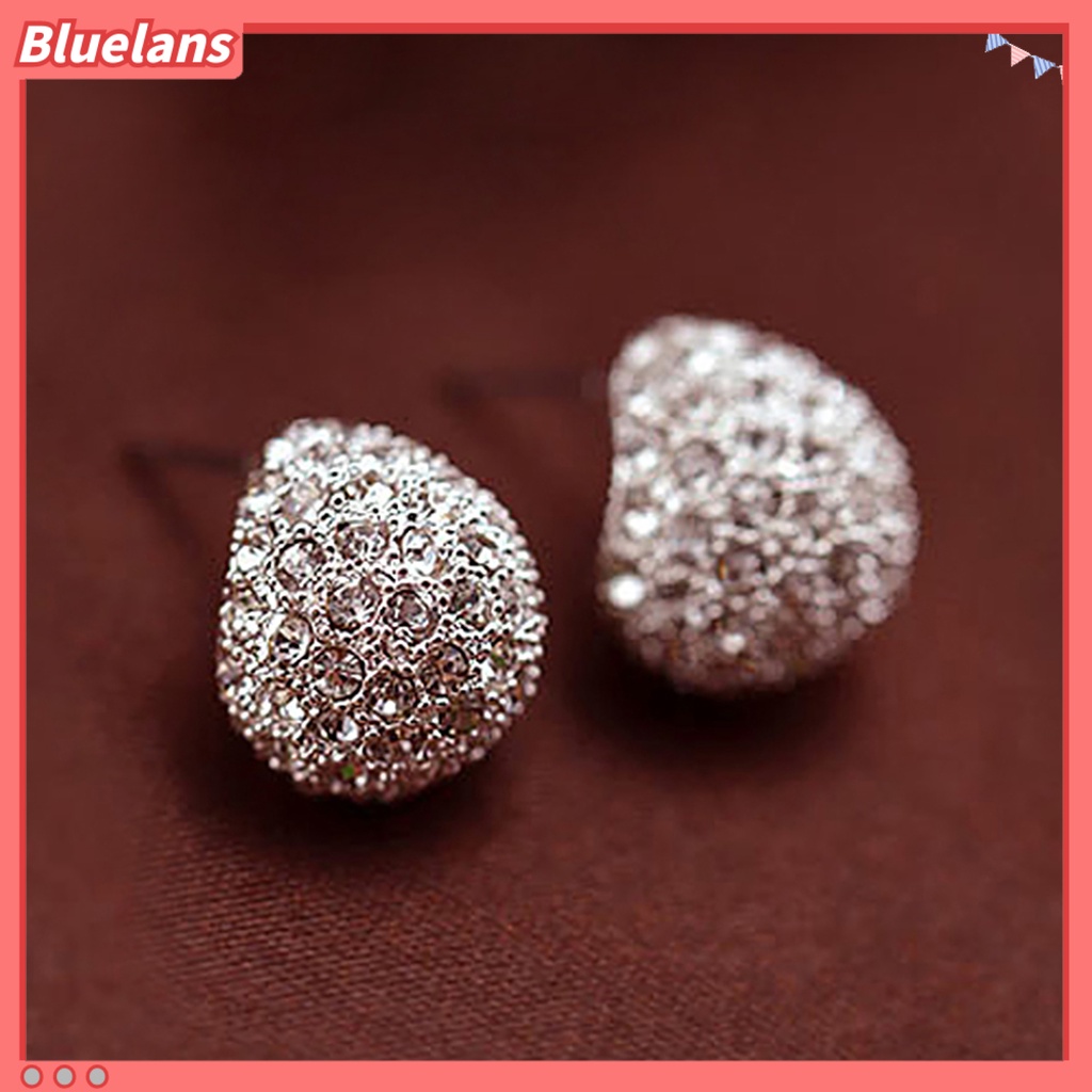 [Bayar Di Tempat]Anting Stud Fashion Unisex: Gaya Korea Bulan Sabit Berlian Imitasi Berkilau