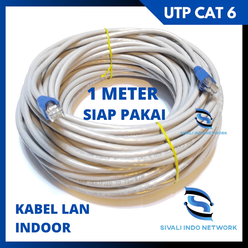 1 METER KABEL LAN UTP CAT 6 INDOOR SIAP PAKAI
