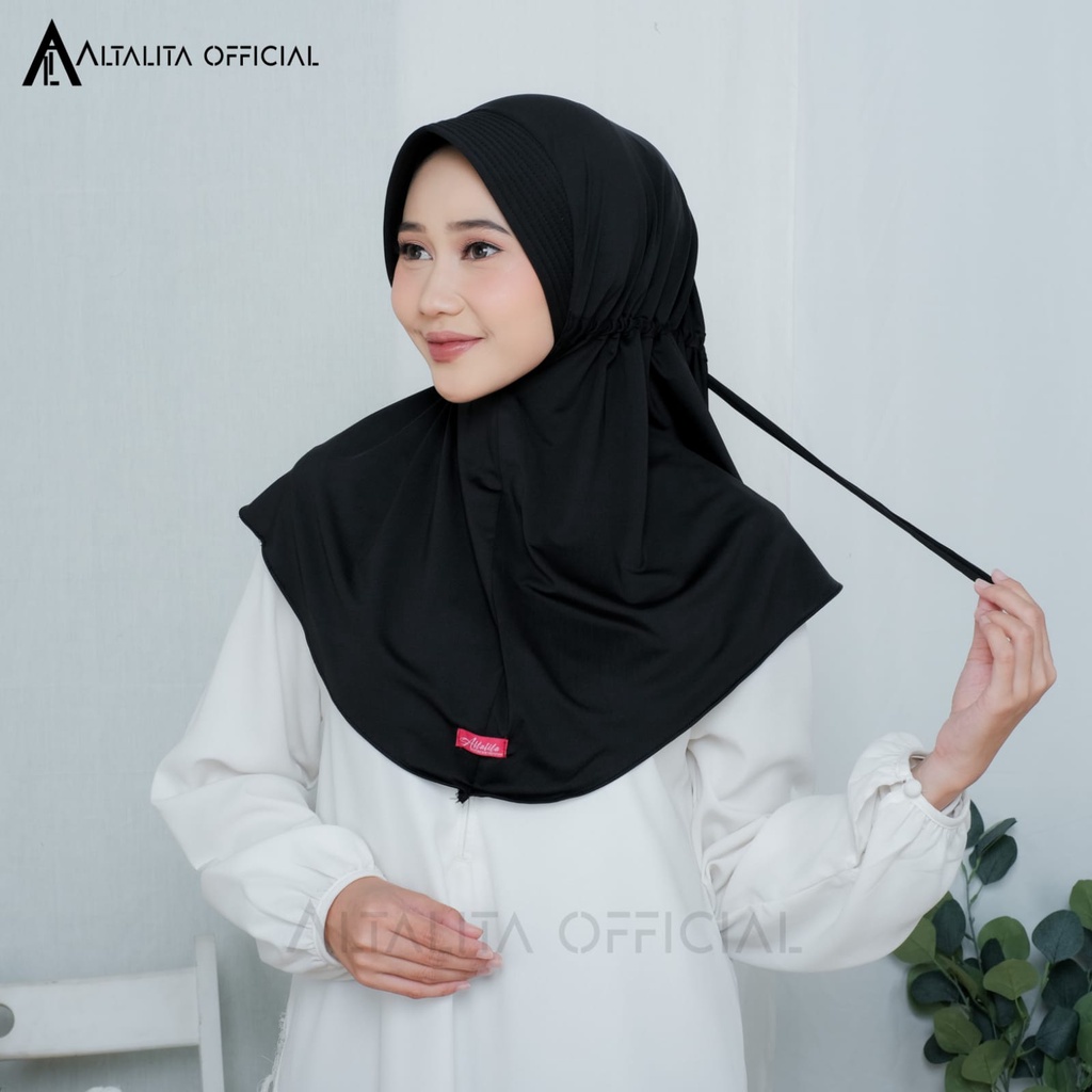 Altalita - Kerudung Serut Jokowi Instan Menutup Dada pet Antem Polos Bahan Jersey Premium Cocok untuk Sekolah Olahraga Volly Futsal Senam dan Sehari-hari