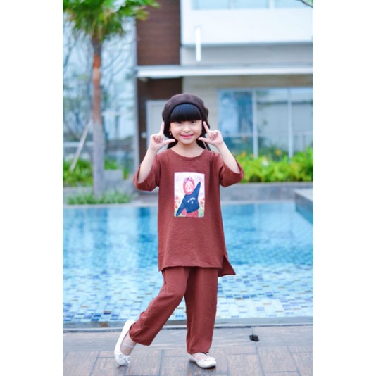 Baju Setelan Oneset Oversize Crinkle Anak Perempuan Cewek Bobokids Kekinian Viral Usia 5 6 7 8 Tahun