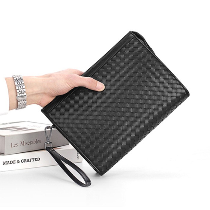 Clutch Kulit Pria Wanita Tas Tangan Pria Dompet Hand Bag Botega Anyam