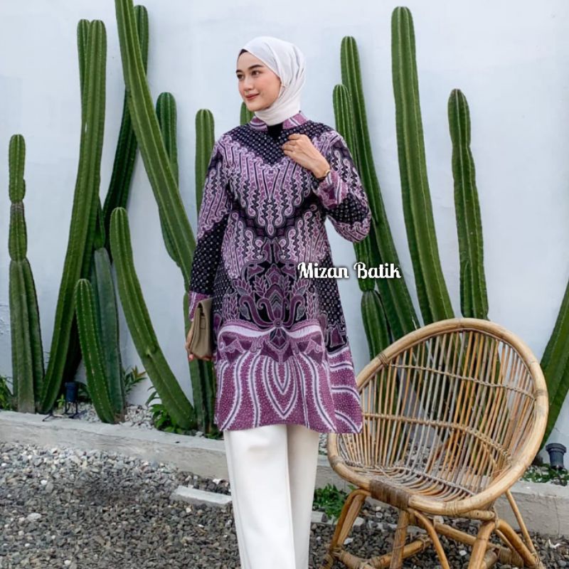 NEW‼️TUNIK BATIK ATASAN WANITA MODERN LENGAN PANJANG/ TUNIK ATASAN BAJU BATIK FORMAL WANITA/ ATASAN 