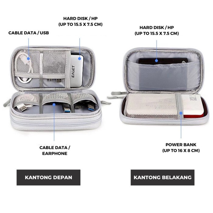 Gadget Bag Tas Handphone Pouch Powerbank Travel Organizer Waterproof