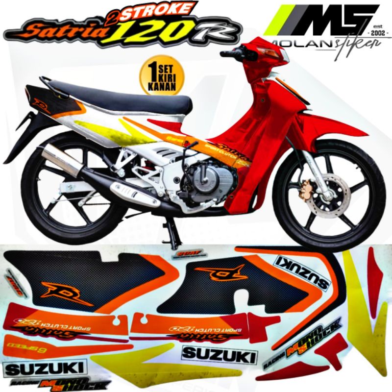 Decal Sticker Striping Variasi Motif Ori Satria R 120 Lumba 2001-2002 /Satria R 2Tak Kotak/Suzuki Sa