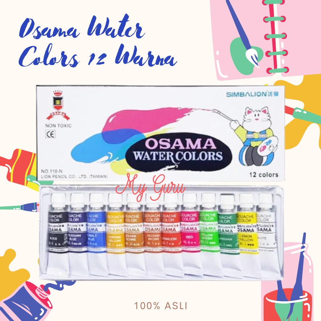 

[SET] OSAMA WATER COLORS 12 WARNA CAT AIR