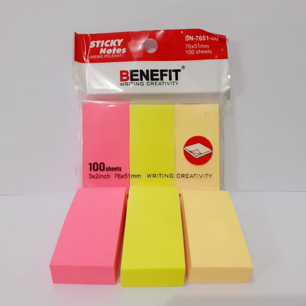 

Benefit Sticky Notes SN-7651-3M (1 pack isi 3 Warna)