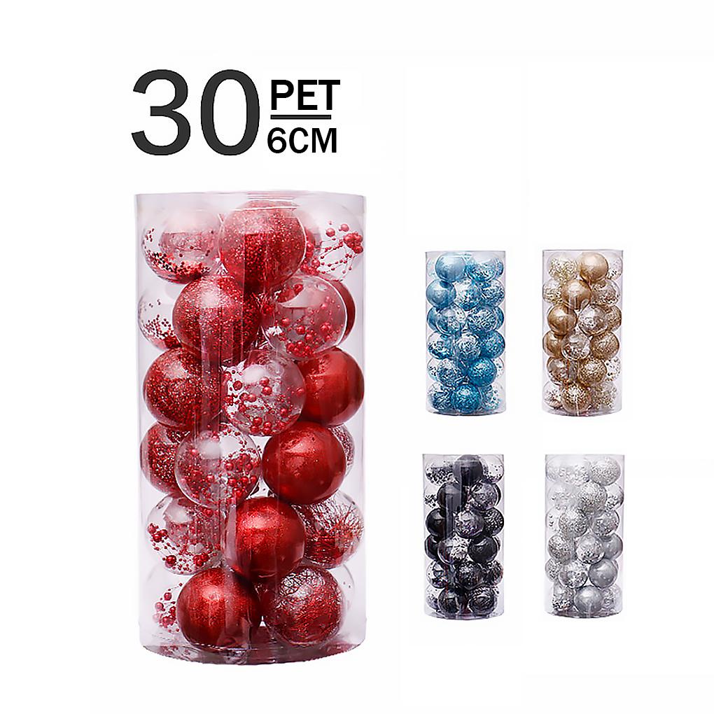 30pcs Ornamen Bola Baubles Glitter Terang Untuk Dekorasi Pohon Natal (House20