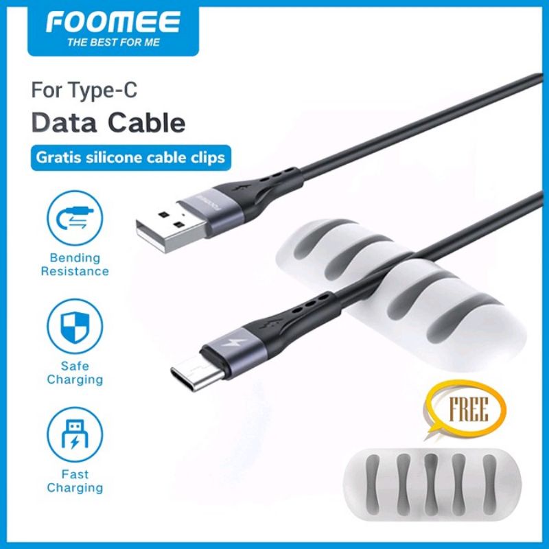 FOOMEE NF10 Cable Charger TYPE-C Fast Charging 2.4A 1M Free Cable Clips