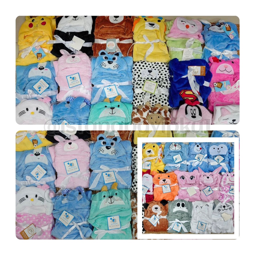 Selimut Topi Bayi - Selimut Topi Karakter/Selimut double Fleece/Selimut bayi Murah/Baby Blanket