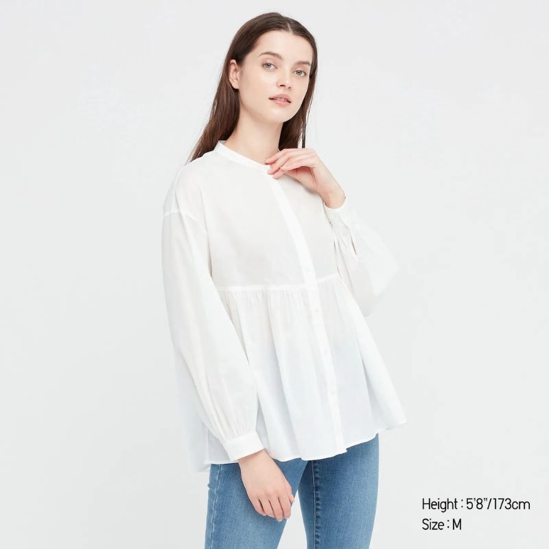 BLOUSE TIERED COTTON UNIQL/kemeja katun wanita uniql