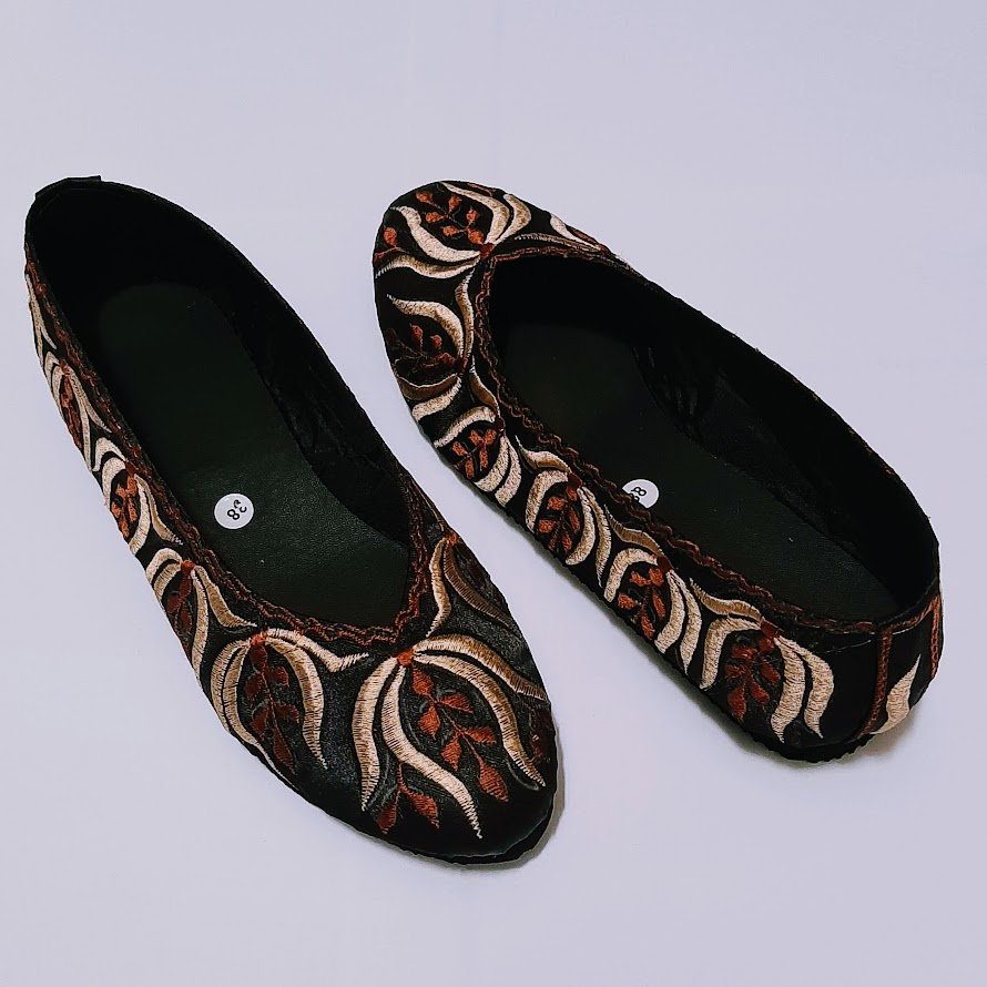 etnik fashion sepatu wanita bordir slip on flat terbaru murah kenanga