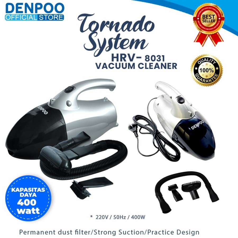 Denpoo HRV 8031 Vacuum Cleaner - Silver, Kapasitas Debu Besar, Suction Power 400W