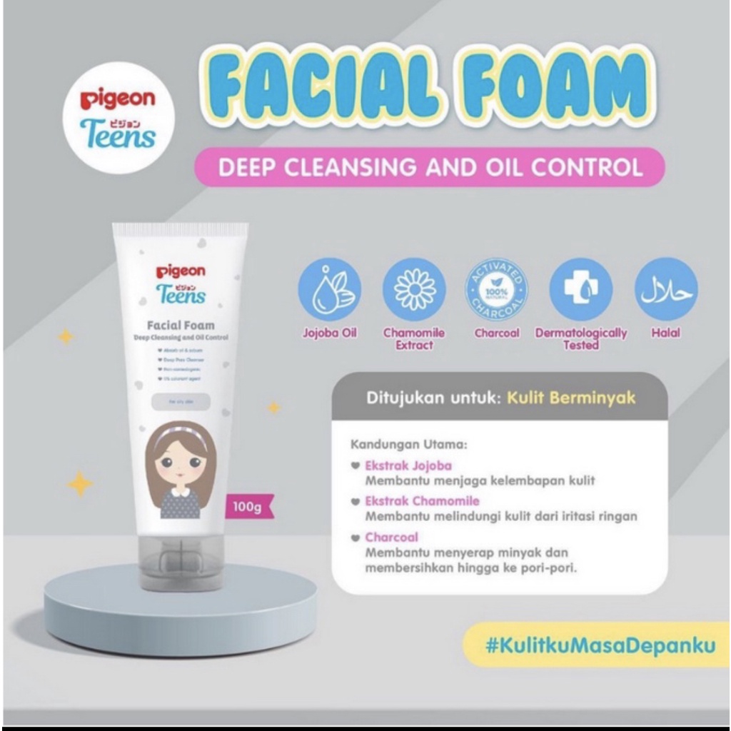 Pigeon Teens Facial Foam for All Skin / Sabun Muka / Pembersih Wajah / Acne / Daily Mild Normal / Oil