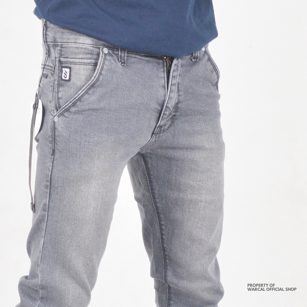 Celana Panjang Jeans Saku Bobok Abu Scrup Model Chino Strecth