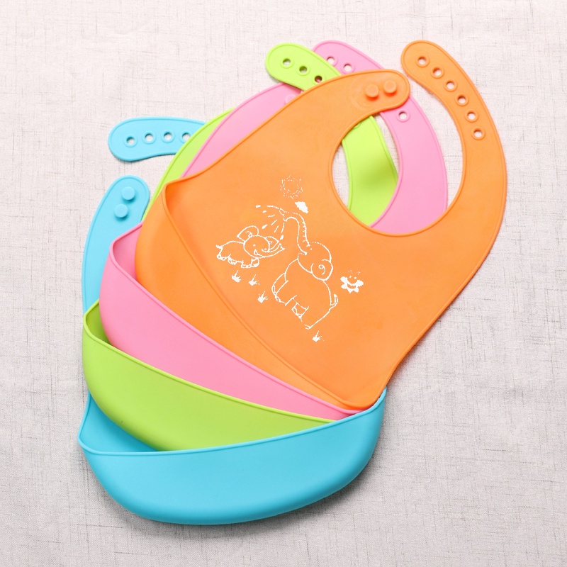 Premium Baby Bibs Silikon BPA Free Waterproof MPASI Celemek Makan Bayi Feeding Silicone Slabber Bib B192