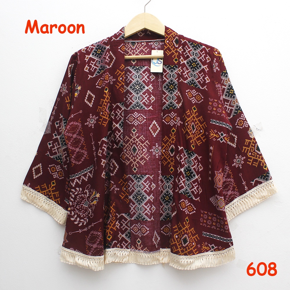 JakartaFashion - cardigan rayon motif tribal etnik modern kardigan renda rumbai bohemian batik