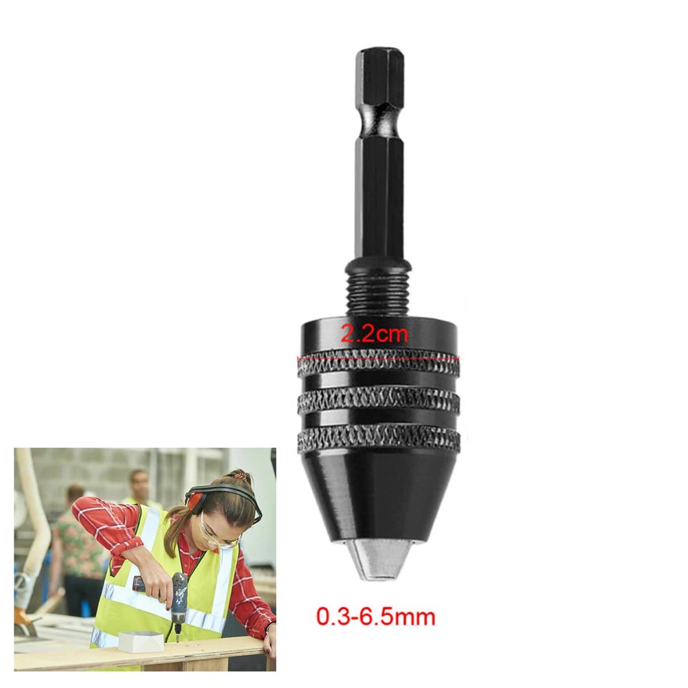 Mata Bor Drill Chuck Bit 1/4 Hex Shank 3 Jaws 0.3-6.5mm