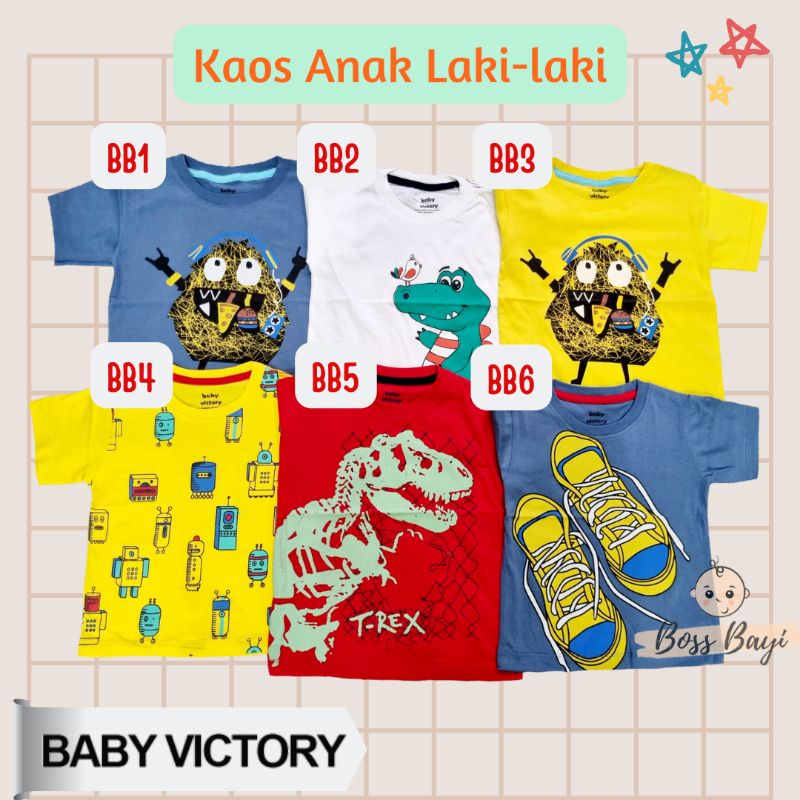 BABY VICTORY - Kaos Anak Laki-Laki/ Perempuan Lengan Pendek 1,2,3 Tahun Group B