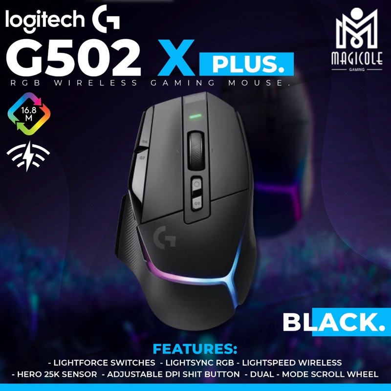 Logitech G502 X / G502X Plus Wireless RGB HERO 25K DPI Gaming Mouse Black